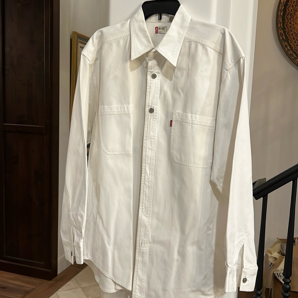 Levis Red Tab White Denim Jacket Size Large